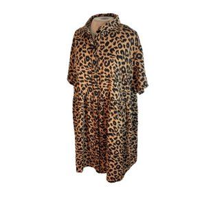 Missguided Animal Print Tunic Mini Dress Brown